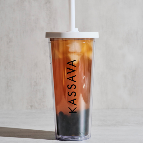 Glass Tumbler with Straw